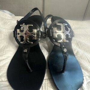 Tory Burch Black and Silver Sandals